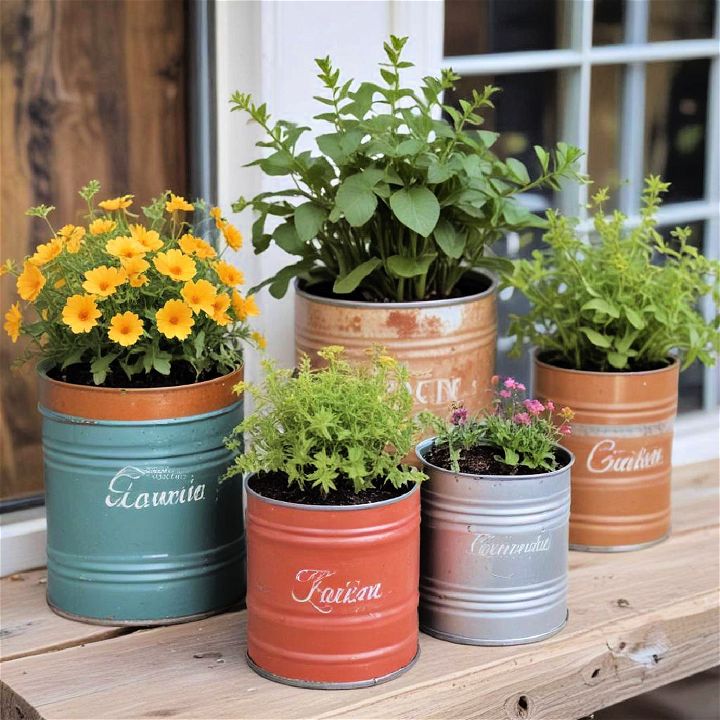eco friendly tin cans into planters