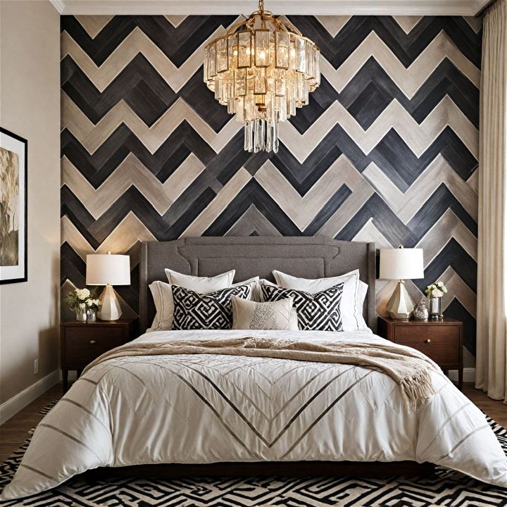 elegance bold geometric pattern art deco bedroom