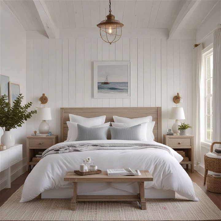 elegance coastal shiplap bedroom