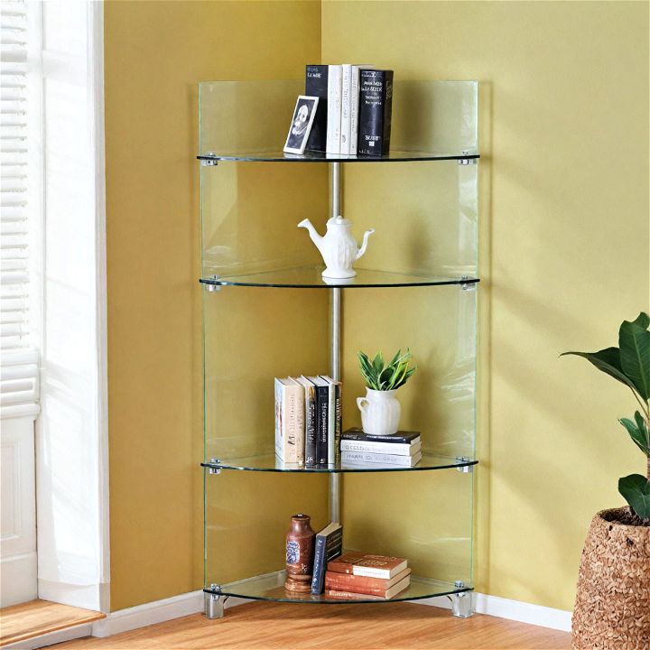 elegance glass corner shelves