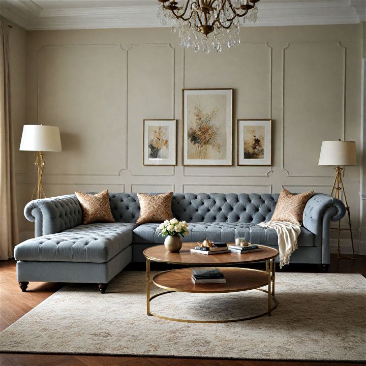 elegance tufted sectional for living room