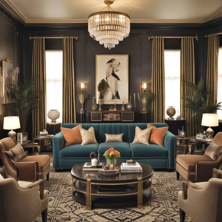 elegant and luxurious art deco living room