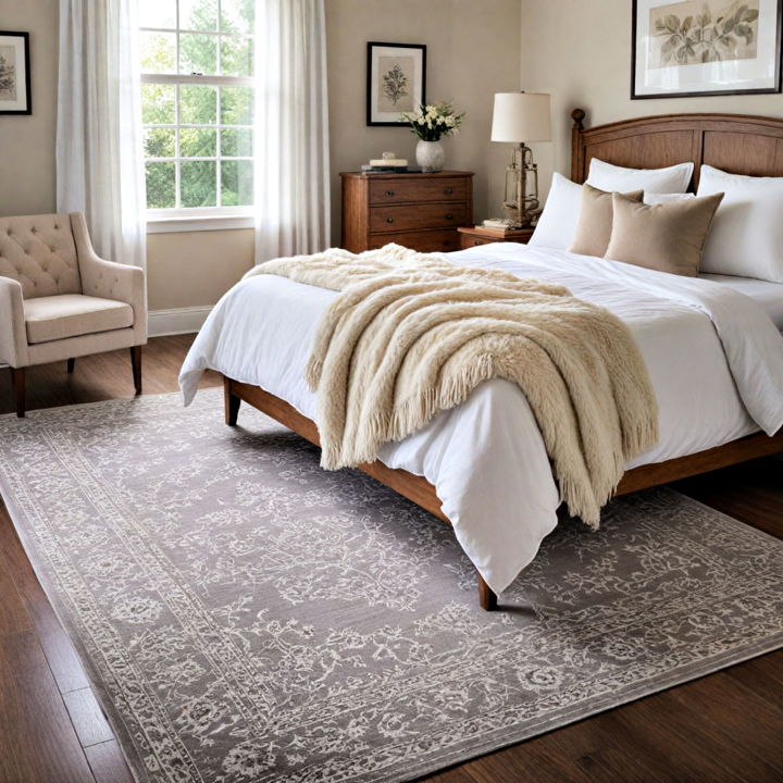 elegant area rug for cottage bedroom