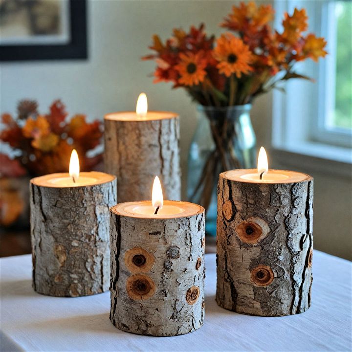 elegant birchwood candle holders