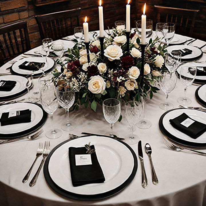 elegant black tie table setting