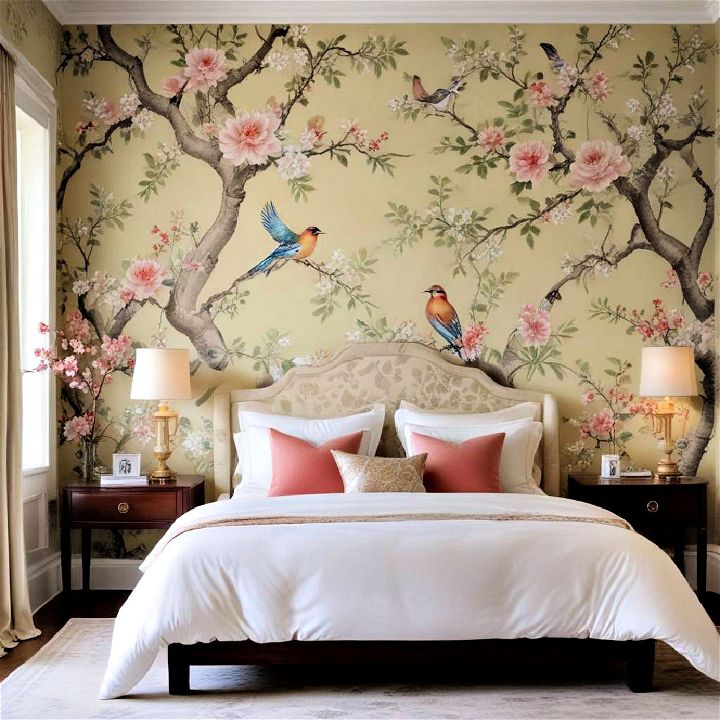 elegant chinoiserie wallpaper for bedroom