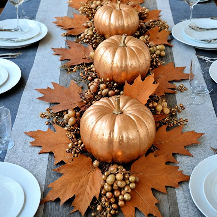 elegant copper leaf fall centerpiece