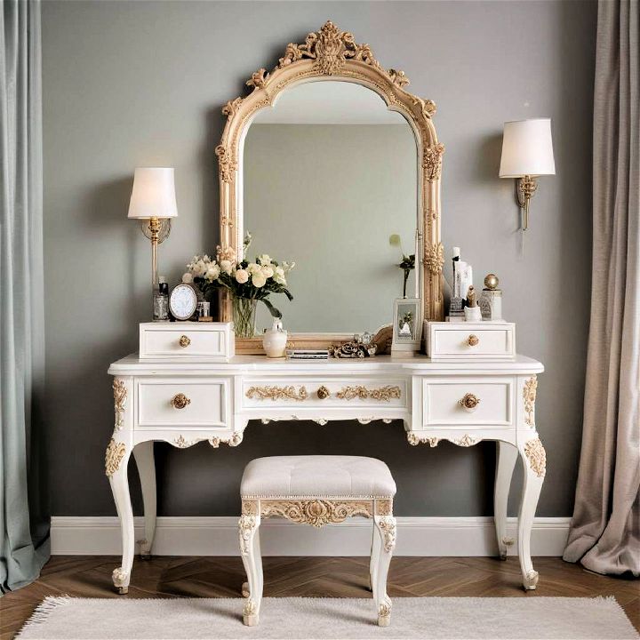 elegant dressing table with a mirror