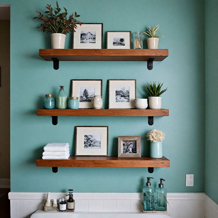 elegant floating shelves for bathroom storage