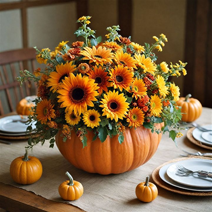 elegant floral pumpkin centerpiece