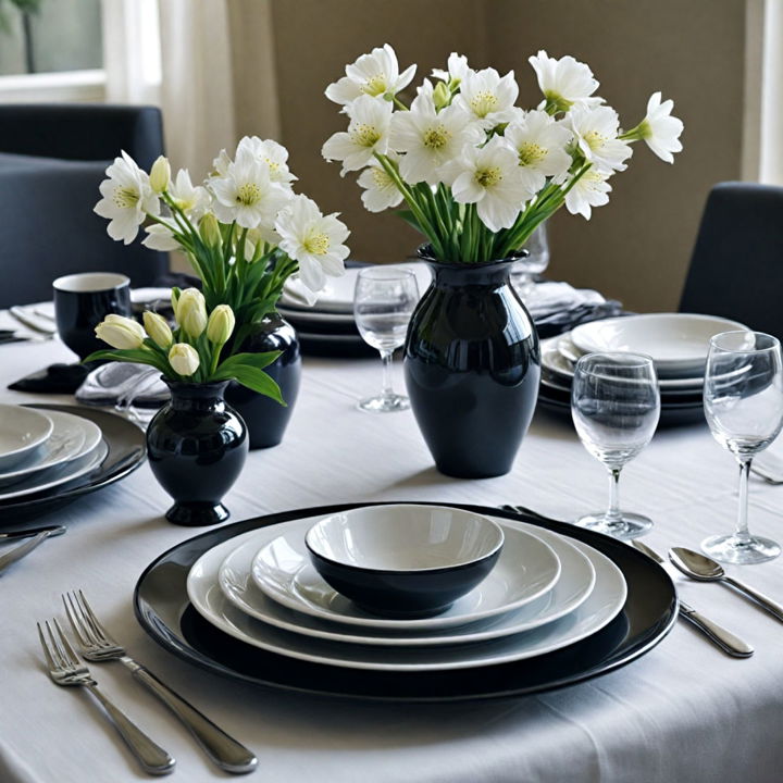 elegant monochrome table setting