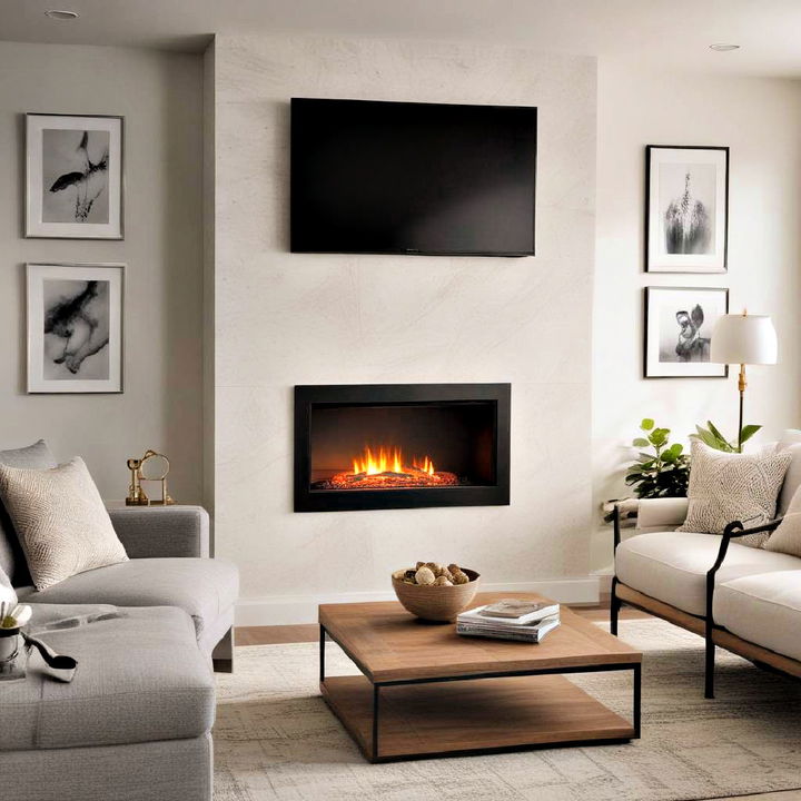 elegant recessed fireplace