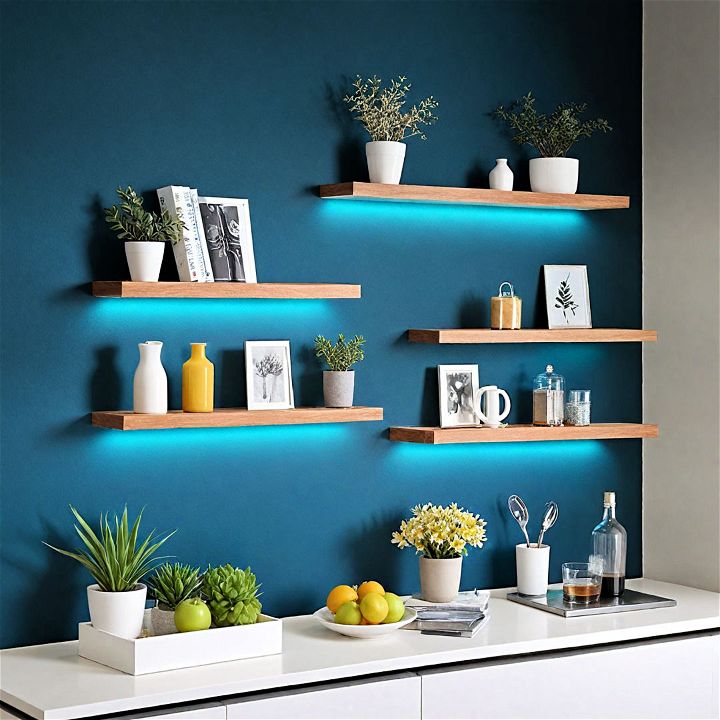 elegant shadowed floating shelves