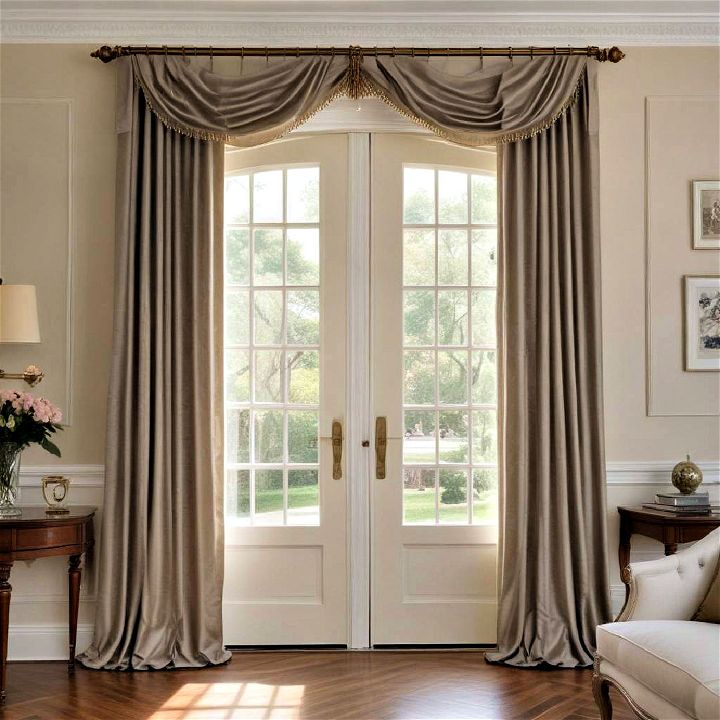 elegant silk drapes for french door
