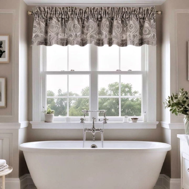 elegant valances for bathroom window treatment