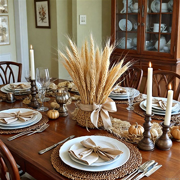 elegant wheat bundle centerpiece