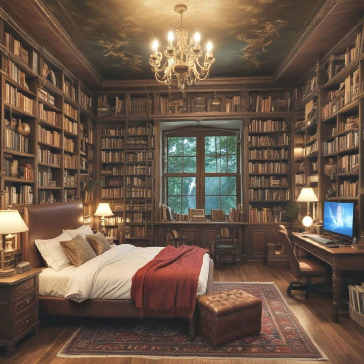 enchanted library for gaming bedroom