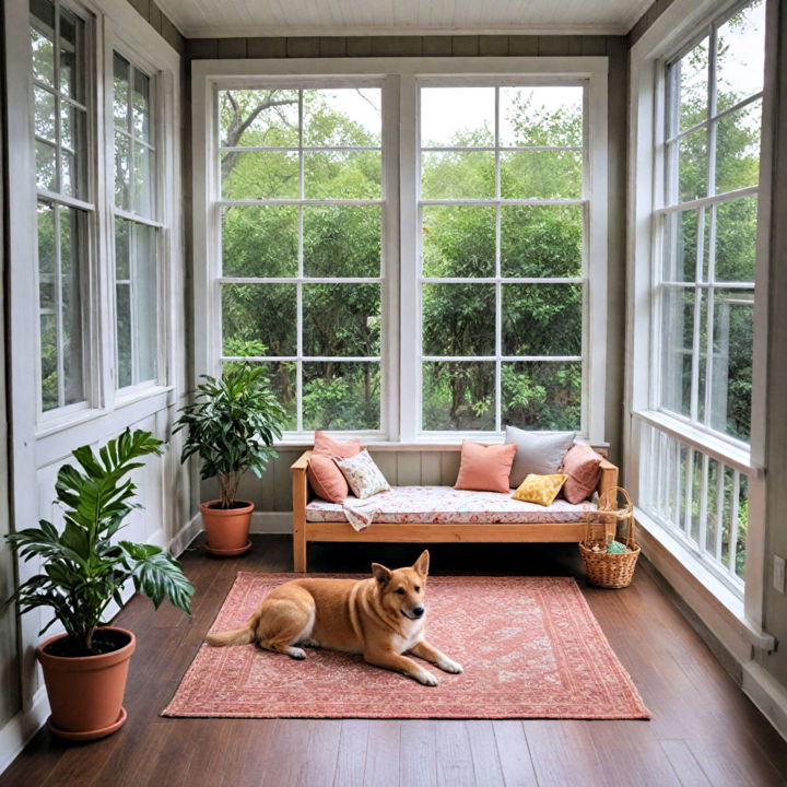 enclosed porch as a special area for pet