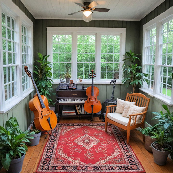 enclosed porch into a music room