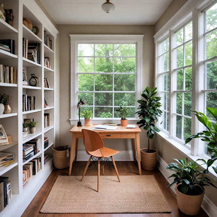 enclosed porch into a peaceful study area