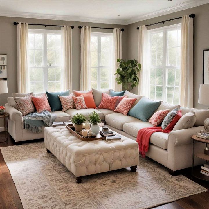 enhance comfort sectional with extra cushions