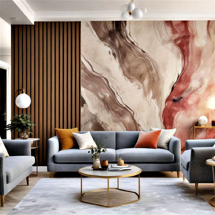 enhance living room with abstract art wallpaper