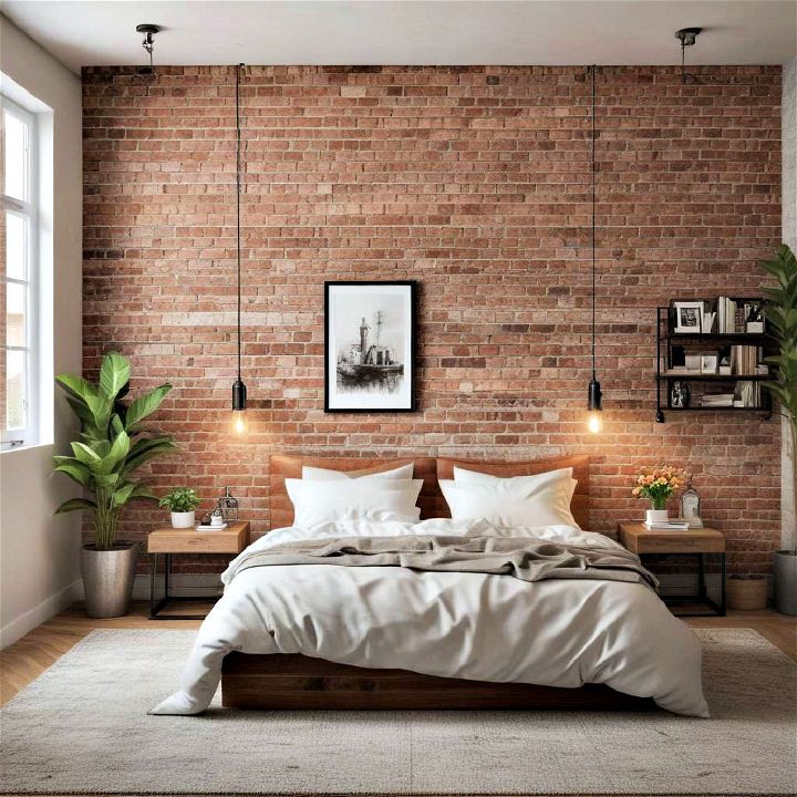 exposed brick wall to any bedroom