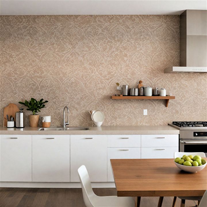 fabric panel kitchen accent wall