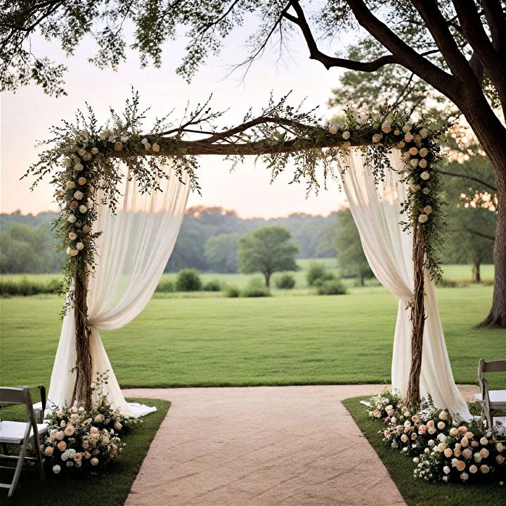 fabric wrapped branch arch