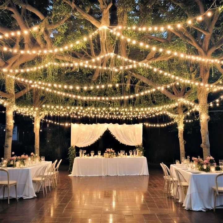 fairy light canopy for outdoor wedding