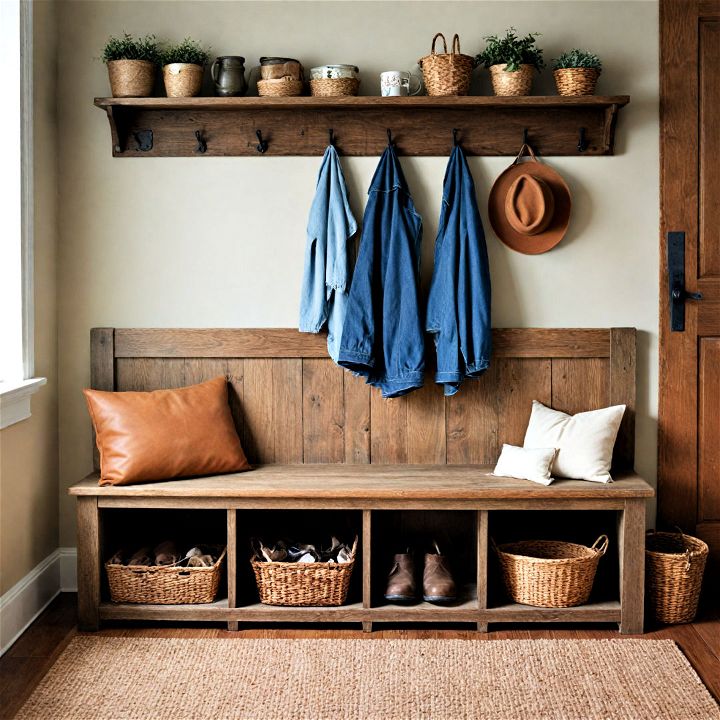 farmhouse style mudroom bench