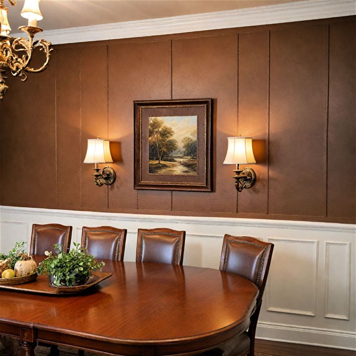 faux leather wainscoting to add warmth