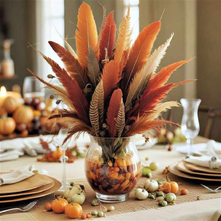 feather centerpiece for thanksgiving