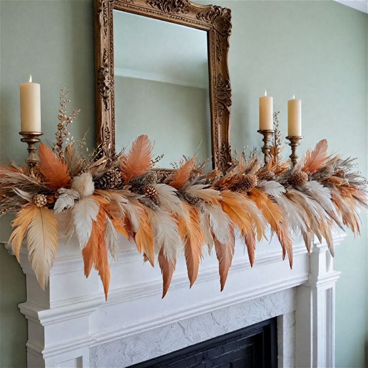 feathers mantel garland