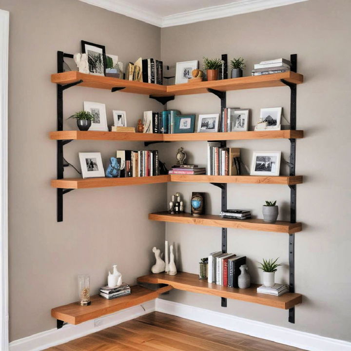 feature corner brackets for bookshelf