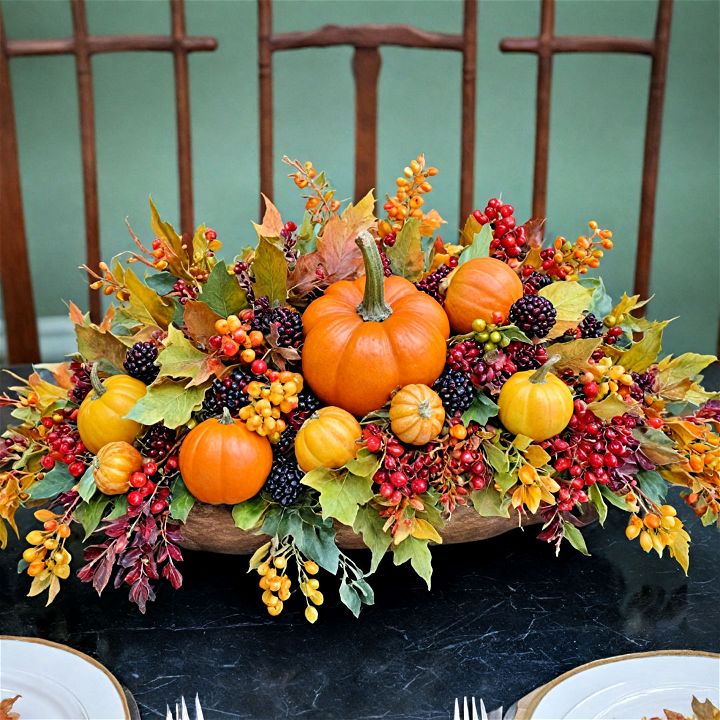 festive and lively gourd and berry display