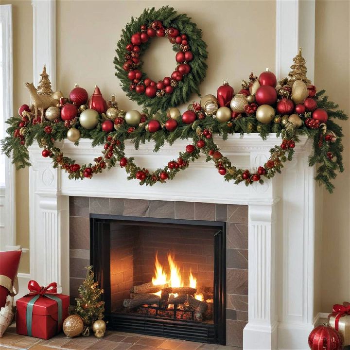 festive holiday theme for mantel garland