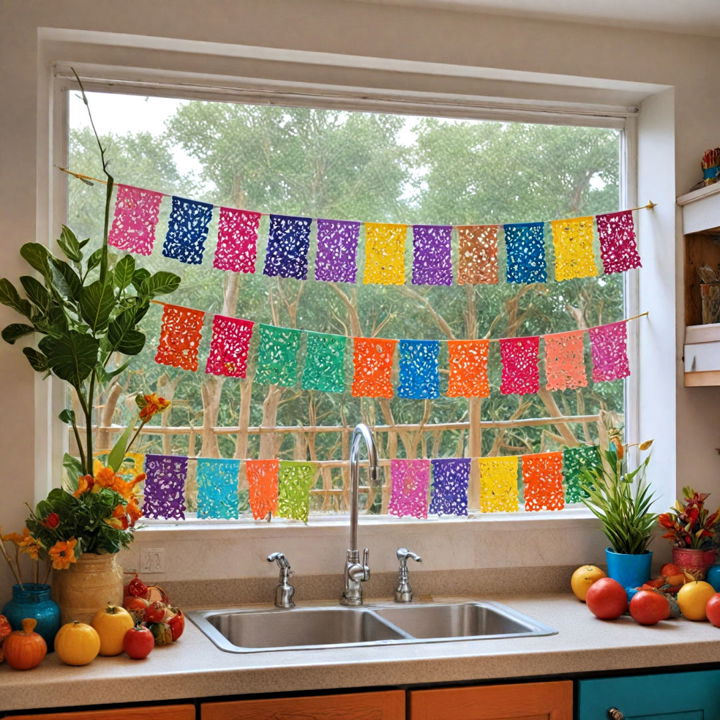 festive papel picado mexican kitchen decor