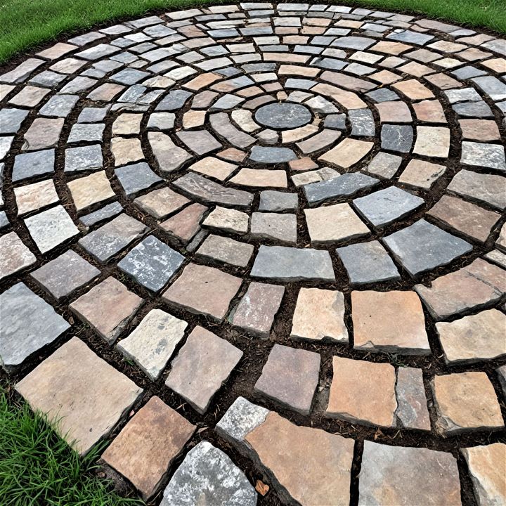 flagstone labyrinth walkway using flagstones