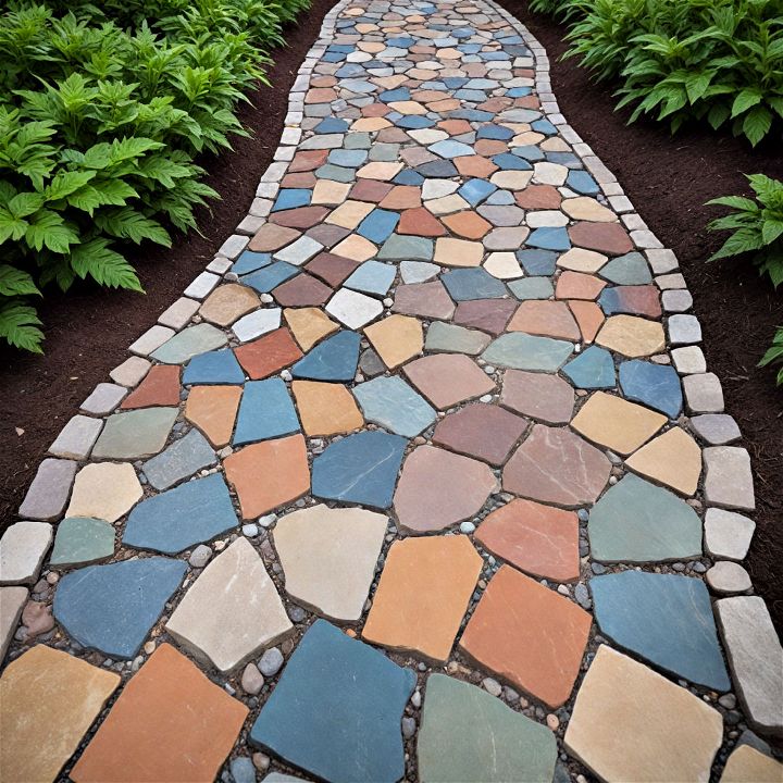 flagstone mosaic walkway