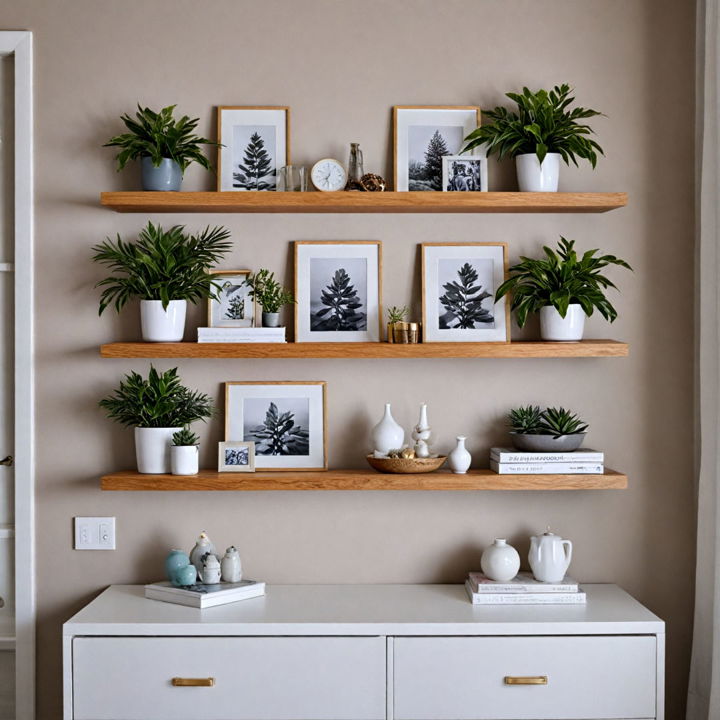 floating shelves above your dresser