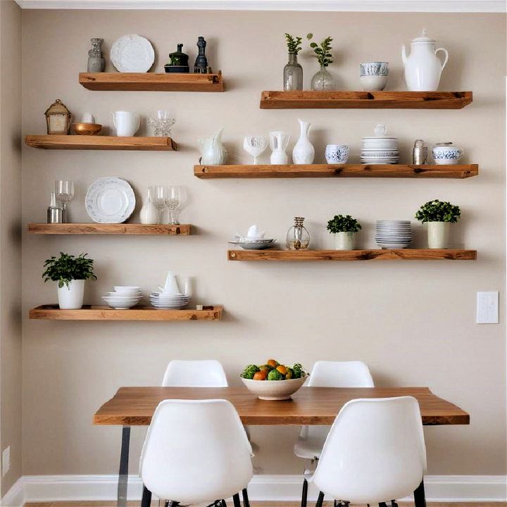 floating shelves for dining room storage