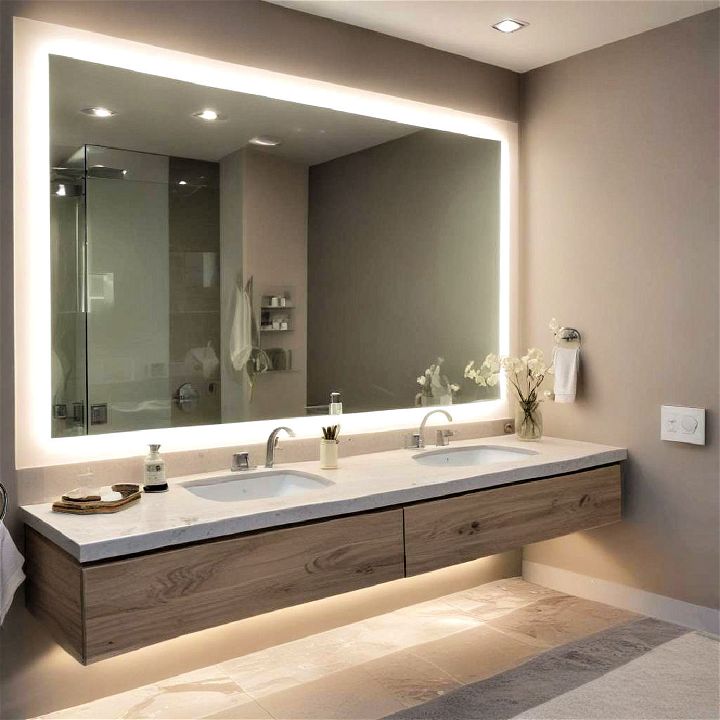 floating vanity with integrated lighting