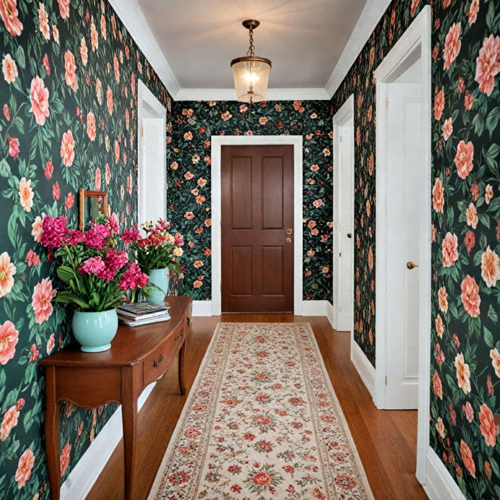 floral elegance hallway wallpaper