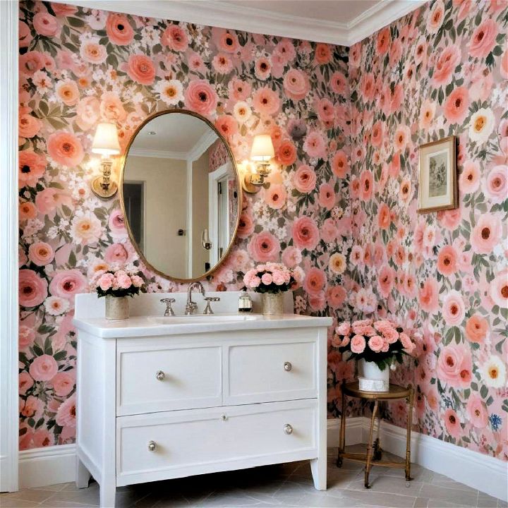 floral pattern cottage bathroom