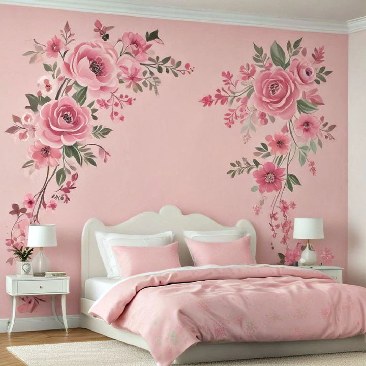 floral pink wall decals