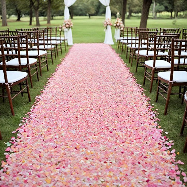 flower petal aisles to create a romantic setting