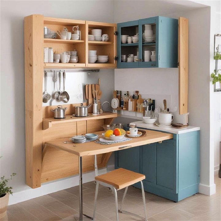 fold down kitchen table for small kitchen storage
