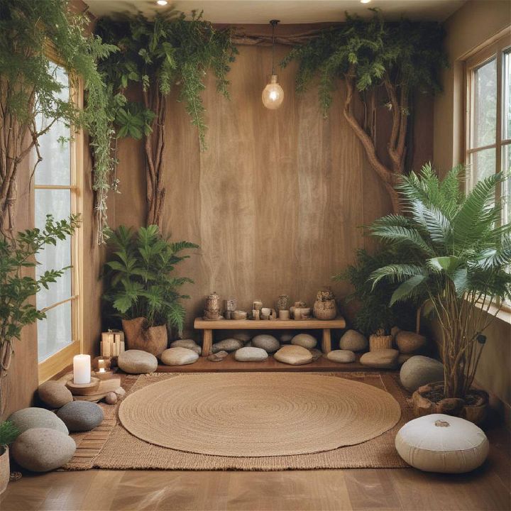 forest inspired retreat for meditation room
