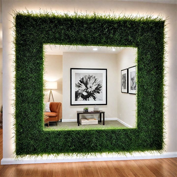 frame a mirror with artificial grass